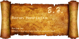 Beron Henrietta névjegykártya